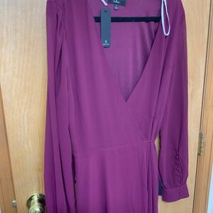 Lulus floor length wrap dress maroon NEW WITH TAGS